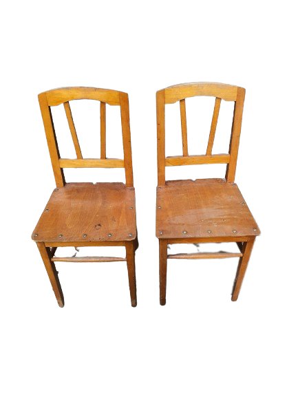 Paire de chaises de cuisine en bois clair - Charles VII Hanin