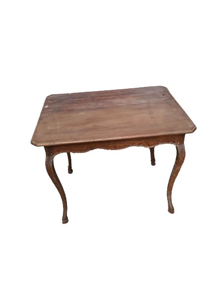 Petite table en chêne Louis XV à pieds courbés - Charles VII Hanin